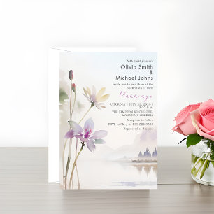 Wildflowes Neutralt färg Watercolor Bröllop Inbjudningar