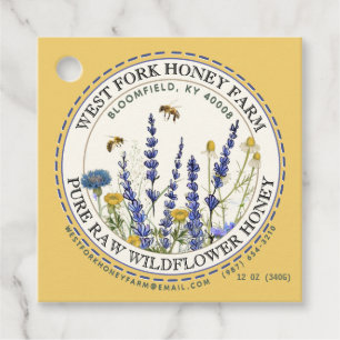Wildhoney-etikett med bin streckade Gräns Gåvor Etiketter