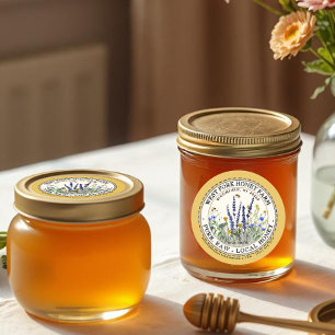 Wildhoney-etikett med bin streckade Gräns Runt Klistermärke