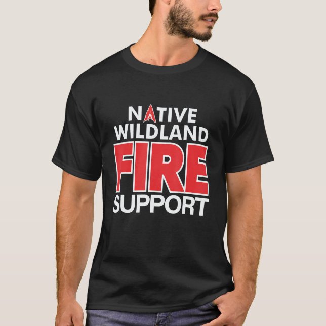 Wildland Fire Rescue Support Firefighters Firemen  T Shirt (Framsida)