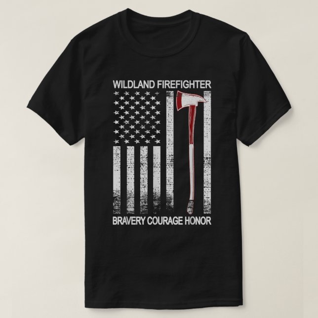 Wildland Firefighter American Flagga Red Line Wild T Shirt (Design framsida)