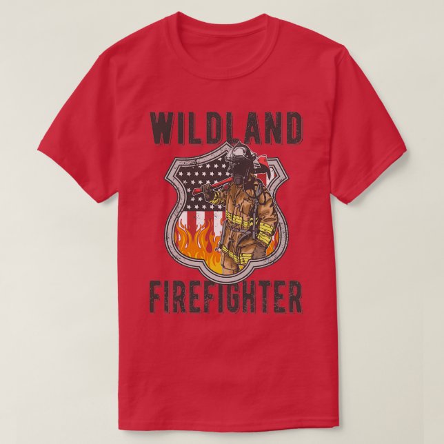 Wildland Firefighter Red Line Wildland Fireman T Shirt (Design framsida)