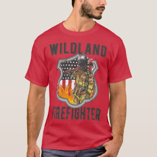 Wildland Firefighter Red Line Wildland Fireman T Shirt