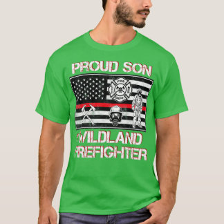 Wildland Firefighter Son Thin Red Line Smokejumper T Shirt