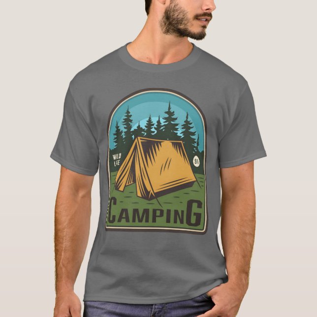 WILDLIFE 91 CAMPING vintage T Shirt (Framsida)