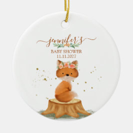 Wildlife Animal Fox Flower two sided Julgransprydnad Keramik