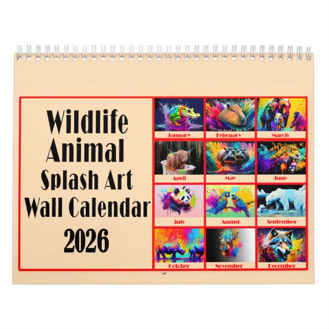 Wildlife Animal Lovers Colour Splash Art 2026 Kalender (Omslag)