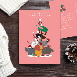 Wildlife Animals Julgran Helg Vykort