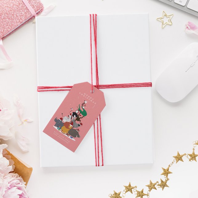 Wildlife Animals Julgran Helgdag Presentetikett (Wildlife Animals Christmas Tree Holiday Gift Tags)