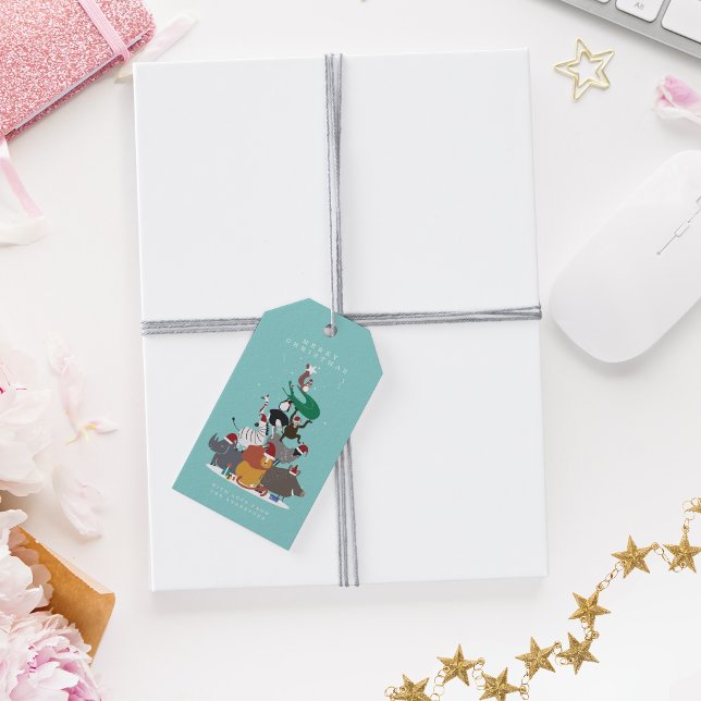 Wildlife Animals Julgran Helgdag Presentetikett (Wildlife Animals Christmas Tree Holiday Gift Tags)