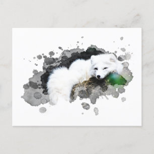 *~* Wildlife AP18 Snö Arktis White Polar Fox Vykort