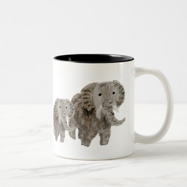 Wildlife Art Elephants Två-Tonad Mugg (Höger)