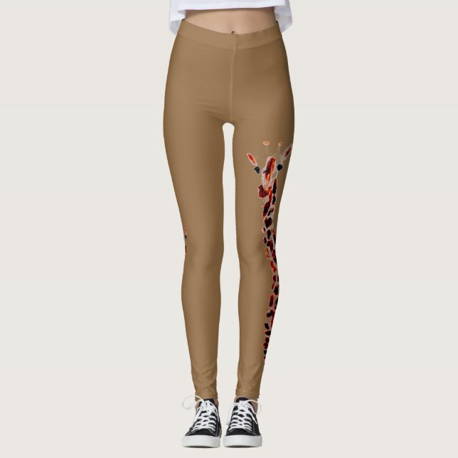 Wildlife Art Funny Giraffe Leggings (Framsida)