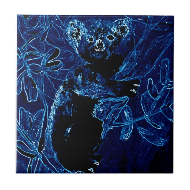 Wildlife Art Koala Bear Blue Kakelplatta (Framsidan)