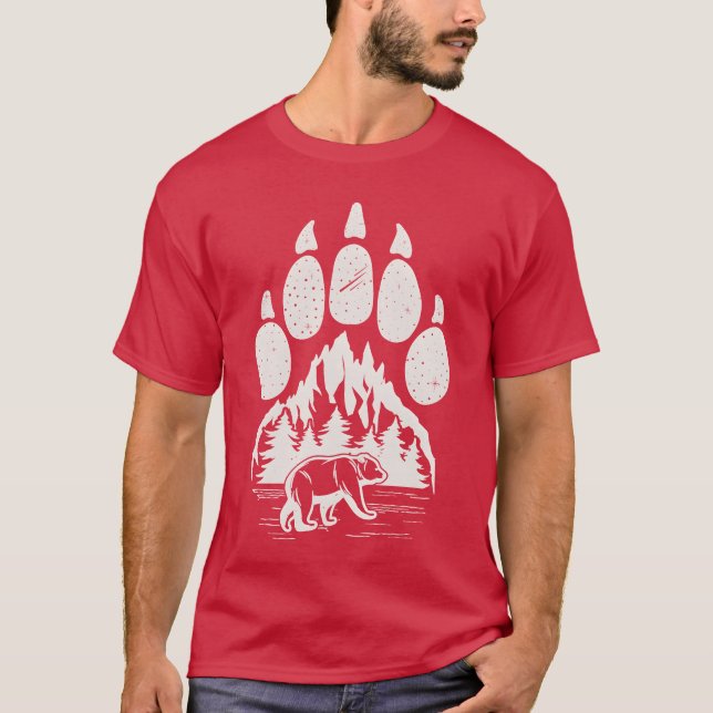 Wildlife Bear Paw Nature Camping retro T Shirt (Framsida)