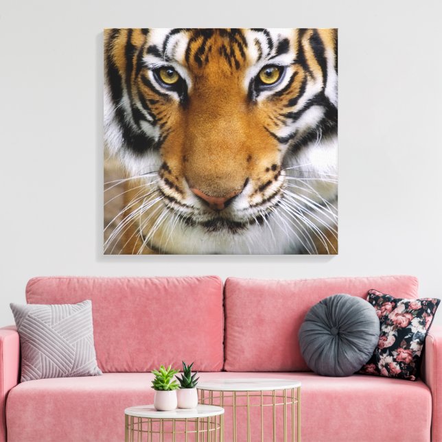 Wildlife Bevackra Tiger Piercing Brown Ögon Canvastryck (Insitu (Vardagsrum))