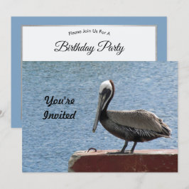 Wildlife Brown Pelican Vatten Photo Birthday Inbjudningar