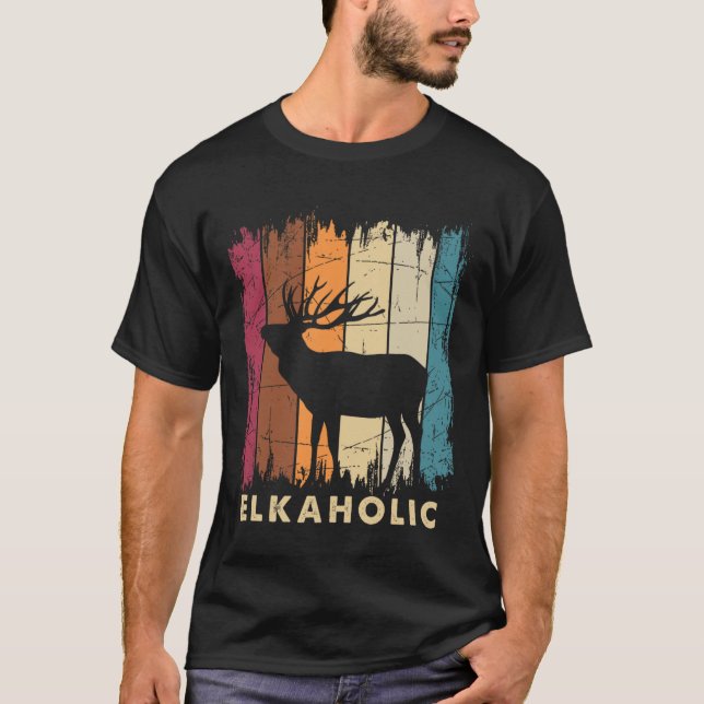 Wildlife Buck Elk Hunting Hjort Silhouette E T Shirt (Framsida)