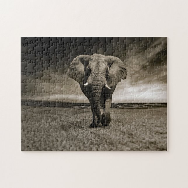 Wildlife Bull Elephant Photo Pussel (Horisontell)