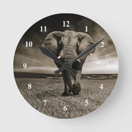 Wildlife Bull Elephant Photo Rund Klocka