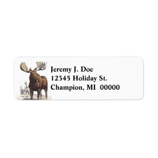 Wildlife Bull Moose Winter Returetiketters Returadress Etikett
