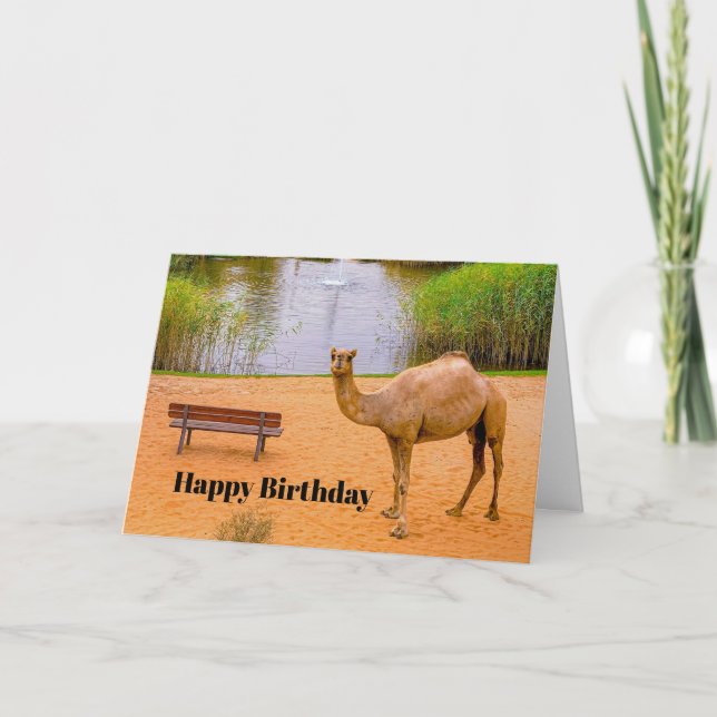 Wildlife Camel Oasis Photo Birthday Kort (Framsida)