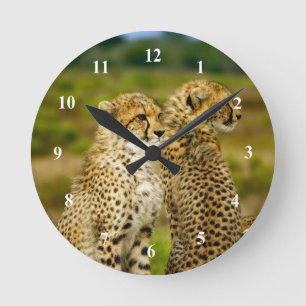 Wildlife Cheetah Photo Rund Klocka