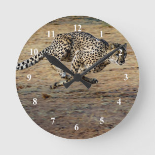 Wildlife Cheetah Running Photo Rund Klocka