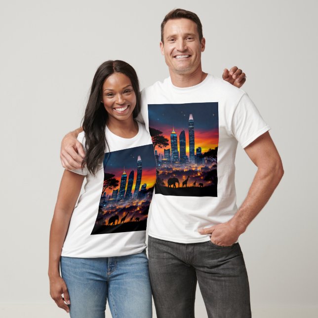 Wildlife City Skyline Sunset T-Shirts (Unisex)