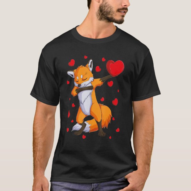 Wildlife Dab Animals Dabbing Fox Valentine's Day k T Shirt (Framsida)