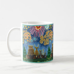 WILDLIFE DJUR 4 JULY FIREWORKS, CUTE FUNNY KAFFEMUGG