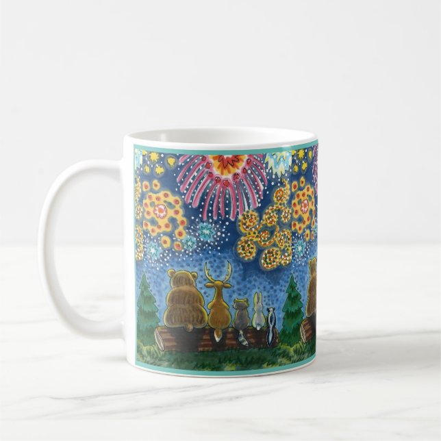 WILDLIFE DJUR 4 JULY FIREWORKS, CUTE FUNNY KAFFEMUGG (Vänster)