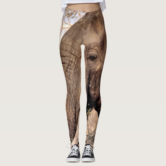 Wildlife Elephant Älskare Leggings (Framsida)