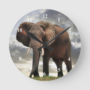 Wildlife Elephant Photo Rund Klocka