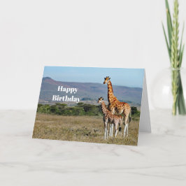 Wildlife Giraffe Mor och Baby Photo Birthday Kort