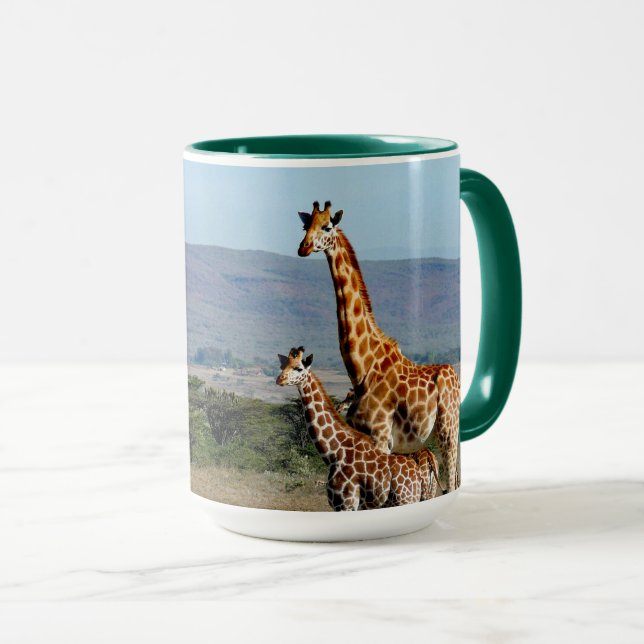 Wildlife Giraffe Mor och Baby Photo Mugg (Framsida höger)