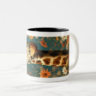 Wildlife Giraffe Porträtt Illustration Animal Två-Tonad Mugg
