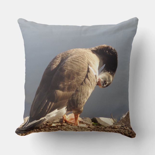 Wildlife Goose Namaste Hälsning Bows Head, Pillow Kudde (Framsida)