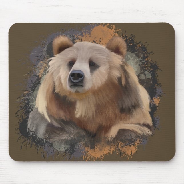 Wildlife Grizzly Bear Earth Tones Splatter Musmatta (Framsidan)
