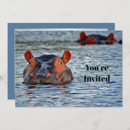 Wildlife Hippo Vatten Photo Birthday Inbjudningar