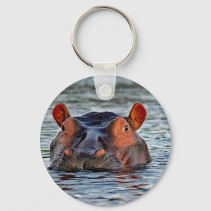 Wildlife Hippo Vatten Photo Nyckelring