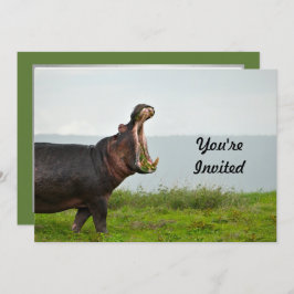 Wildlife Hippopotamus Photo Birthday Inbjudningar