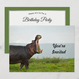 Wildlife Hippopotamus Photo Birthday Inbjudningar