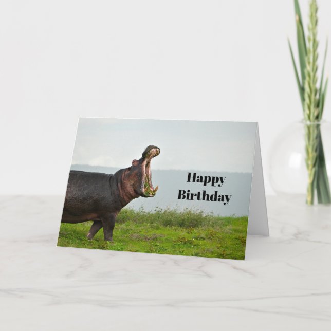 Wildlife Hippopotamus Photo Birthday Kort (Framsida)