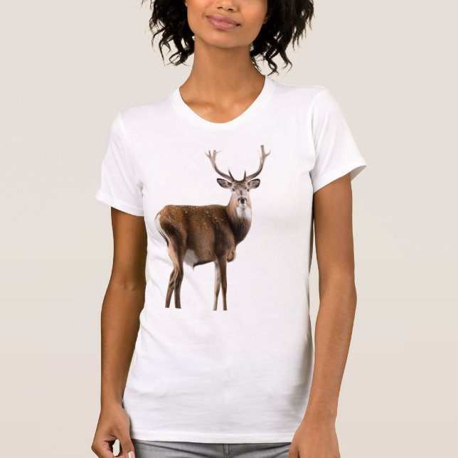 Wildlife Illustration söt Cerf retro Hjort Älskare T Shirt (Framsida)