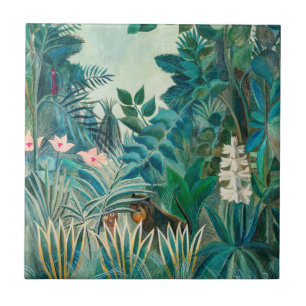 Wildlife in Tropical Jungle Painting Kakelplatta