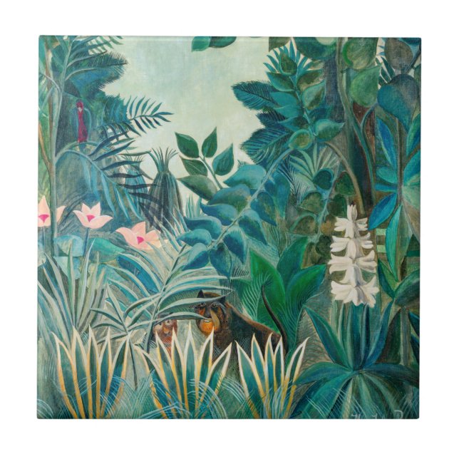 Wildlife in Tropical Jungle Painting Kakelplatta (Framsidan)