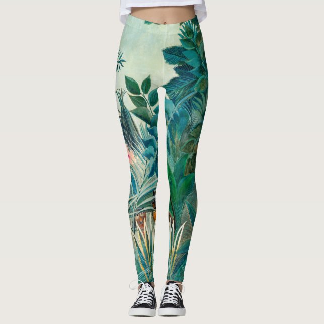 Wildlife in Tropical Jungle Painting Leggings (Framsida)