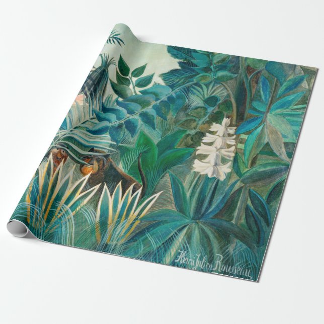Wildlife in Tropical Jungle Painting Presentpapper (Utrullad)