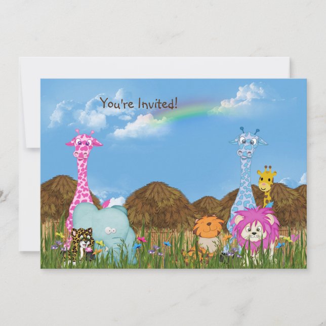 Wildlife Jungle Animals Birthday Inbjudan (Framsida)